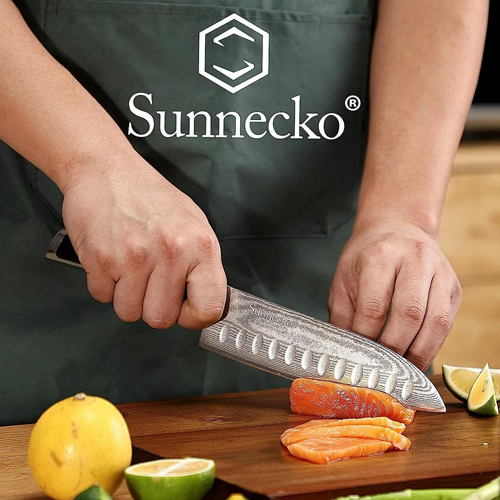 Sunnecko Damascus Santoku Knives 1-2PCS/Set Japanese Chef's Knife Ultra Sharp VG10 Damascus Steel Meat Cutting Knife G10 Handle