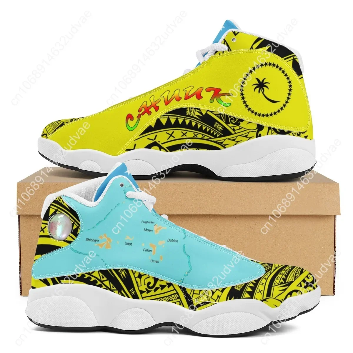 Zapatillas de correr de estilo Tribal para hombre, zapatos deportivos de baloncesto con logotipo de equipo, pelota personalizada, Polinesia azul, novedad de 2021