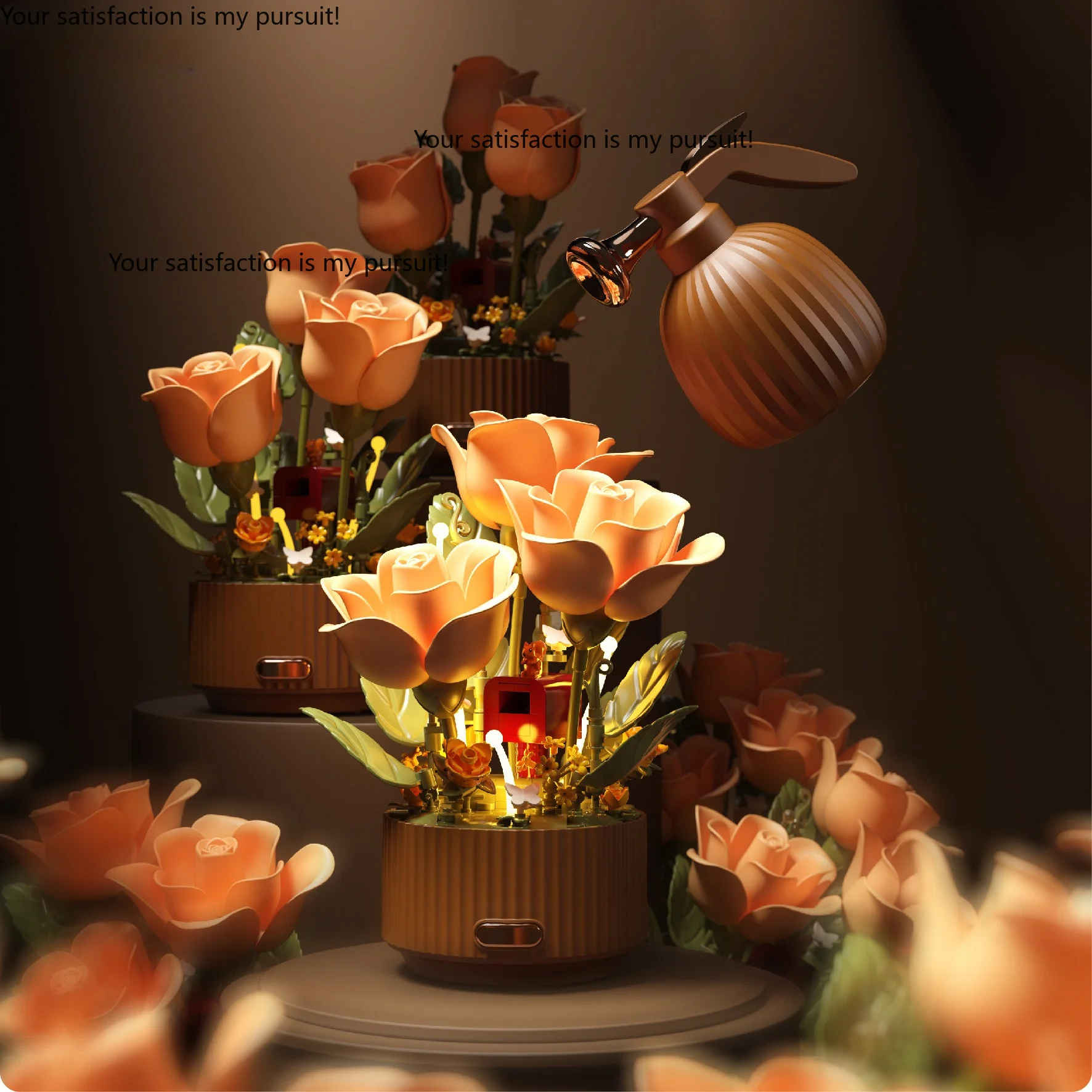 Electric Eternal Rose Building Block Bouquet from Bloom Garden, DIY Assembly Gift for Girlfriend Birthday