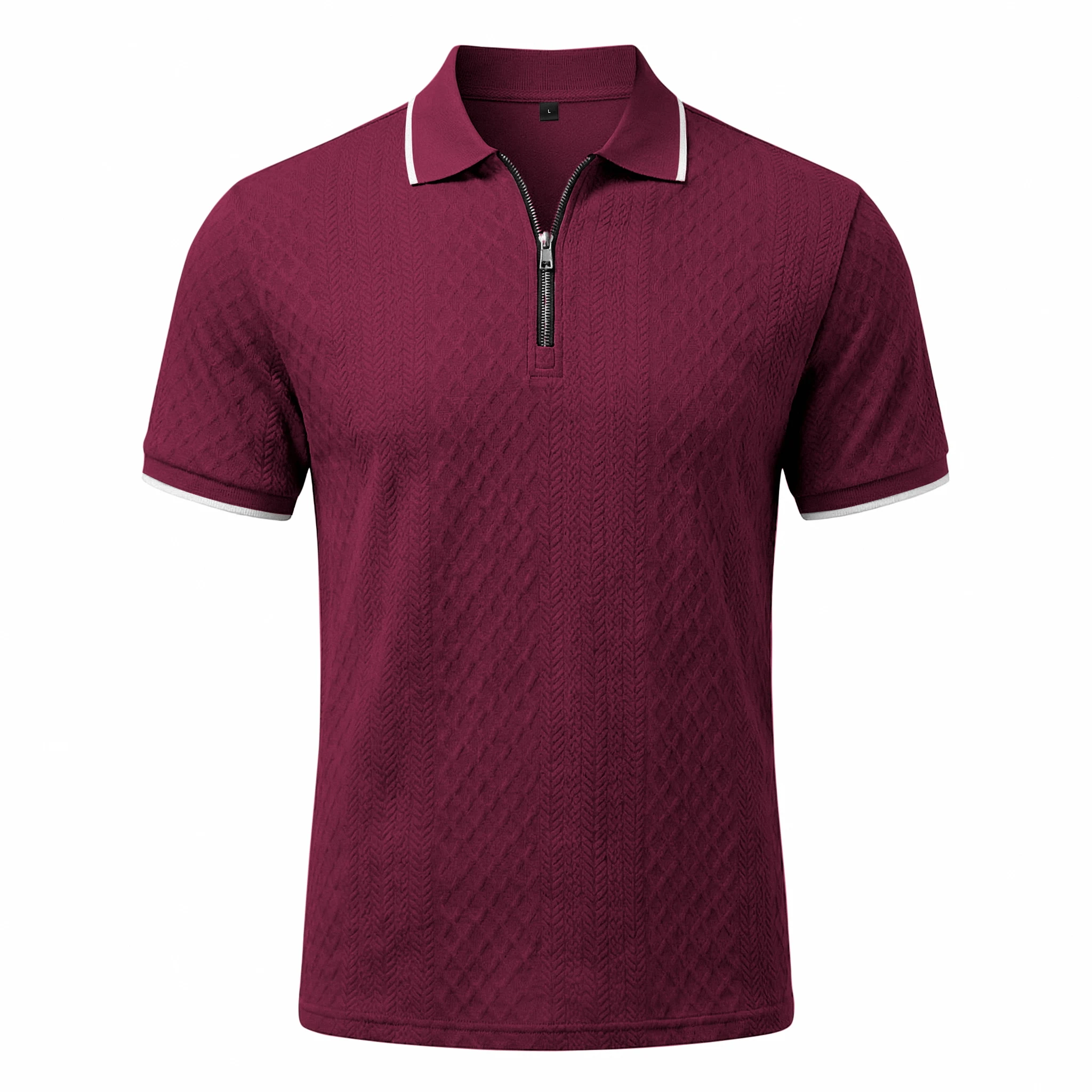 Sommer Herren Casual Business Kurzarm 9-Farben Jacquard 1/4 Reißverschluss Poloshirt | Strukturiertes Polo-Top mit Reißverschluss und kurzen Ärmeln – Detail 22