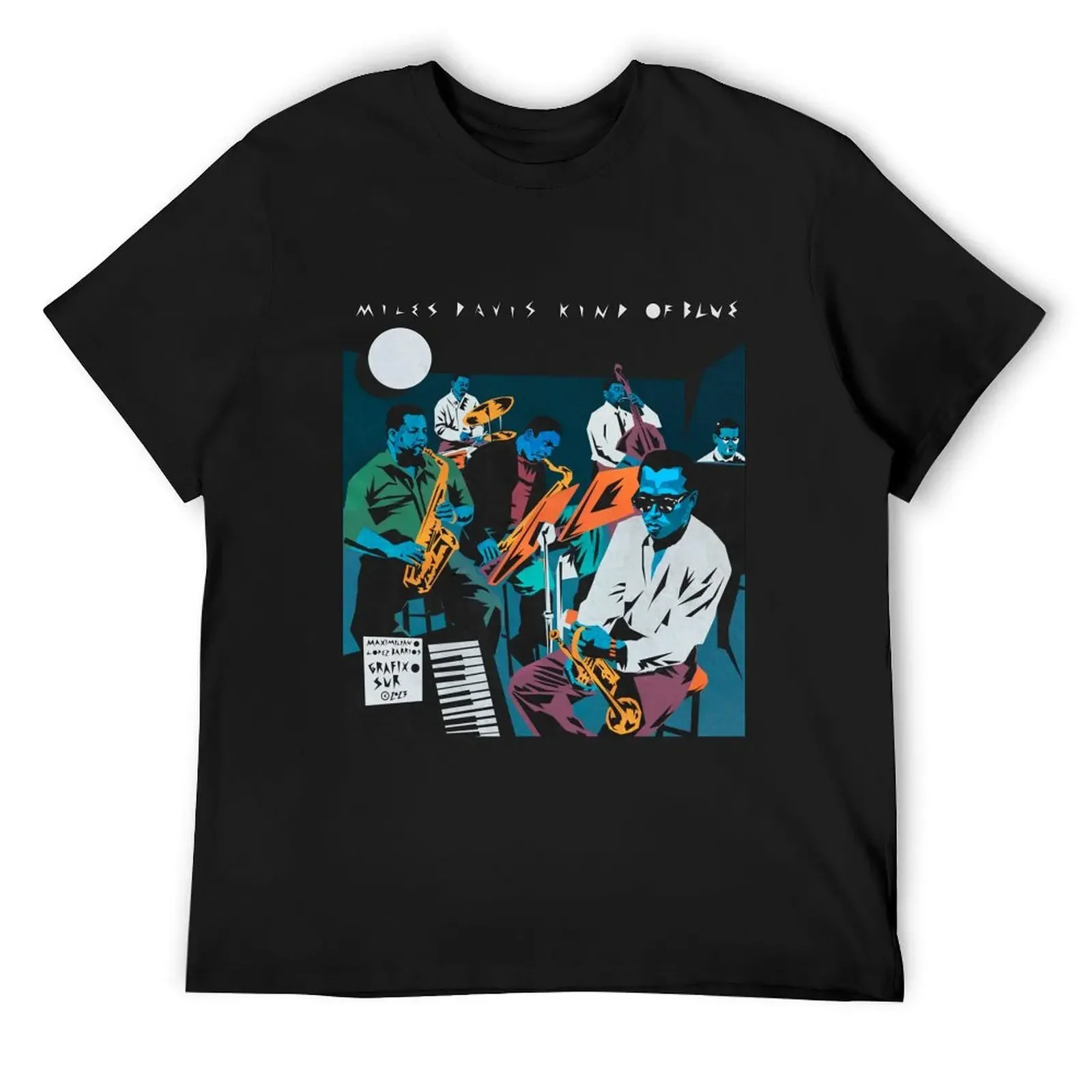 Miles Davis Kind of Blue Illustrated by Maximiliano Lopez Barrios T-Shirt graphic tee shirt summer clothes mens fashion