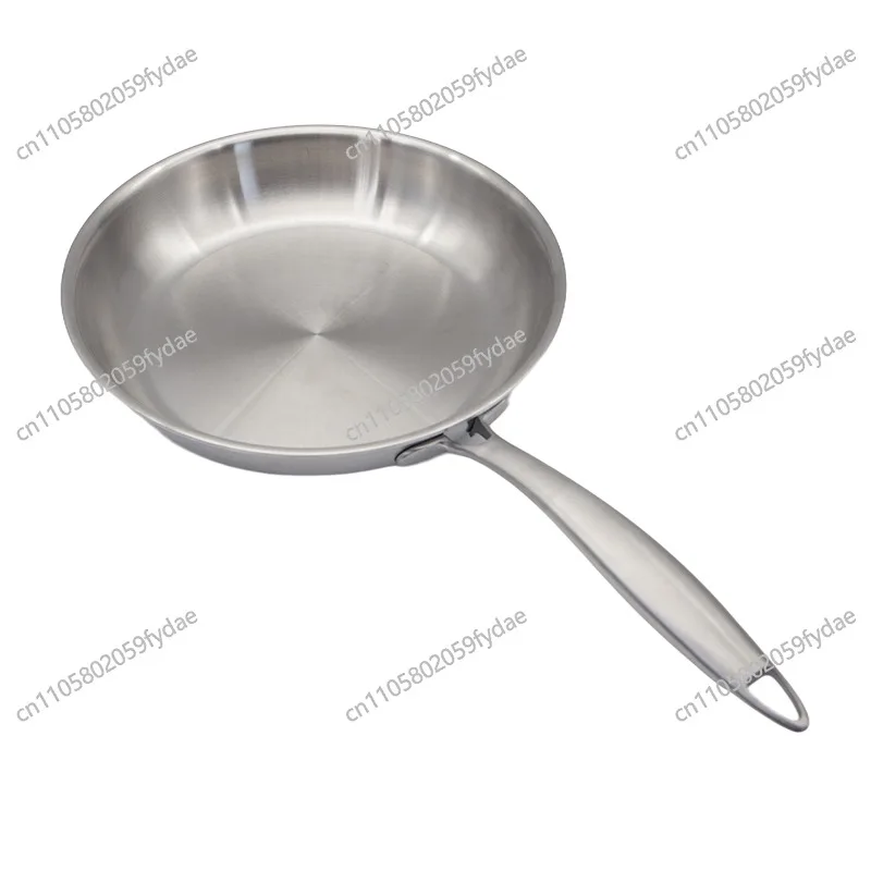 Single Handle Stainless Steel Wok Uncoated Flat Omelette Pancake Pot Household
