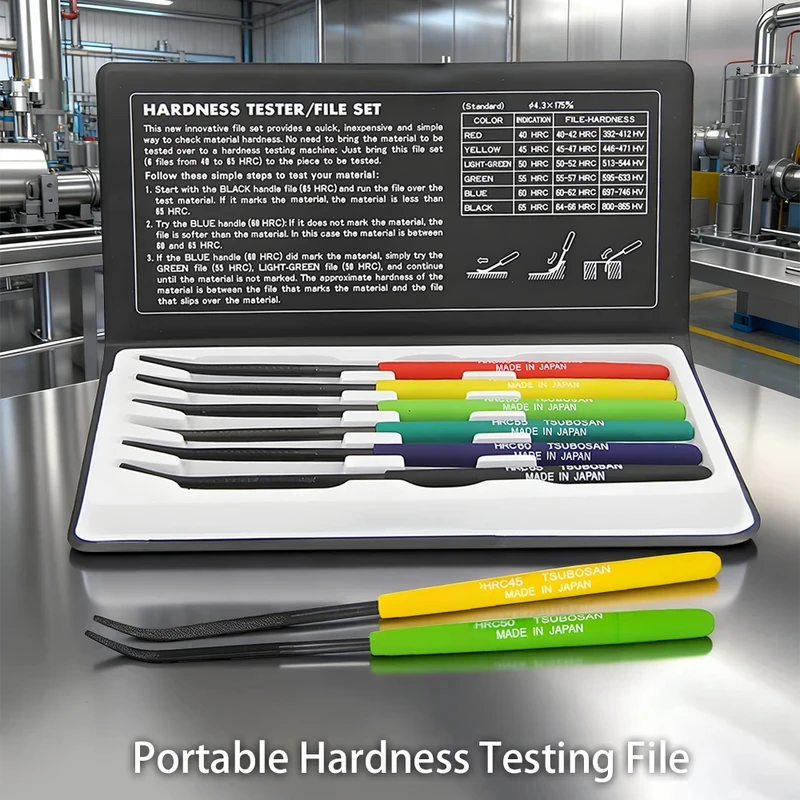 Japan-Hardness Tester Checker File HRC40-HRC65 Tsubosan Hardness Testing Files Hardness Checking Files 6-Pieces Set