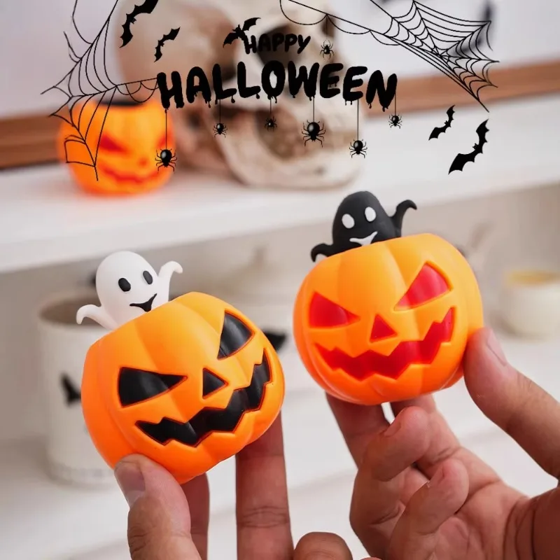 Halloween Pumpkin Squishy Squeeze Pop-up Ghost Pumpkin Cup Slow Rising Spooky Surprise Toy Anxiety Relief Fidget for Adults