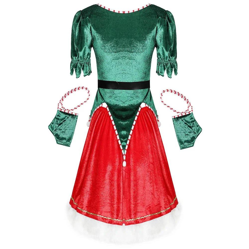 Christmas Party Adult Women Cosplay Sexy Christmas Dress Santa Claus Elf Costume New Year Clothes Warm X-Mas Dress Fancy Outfit