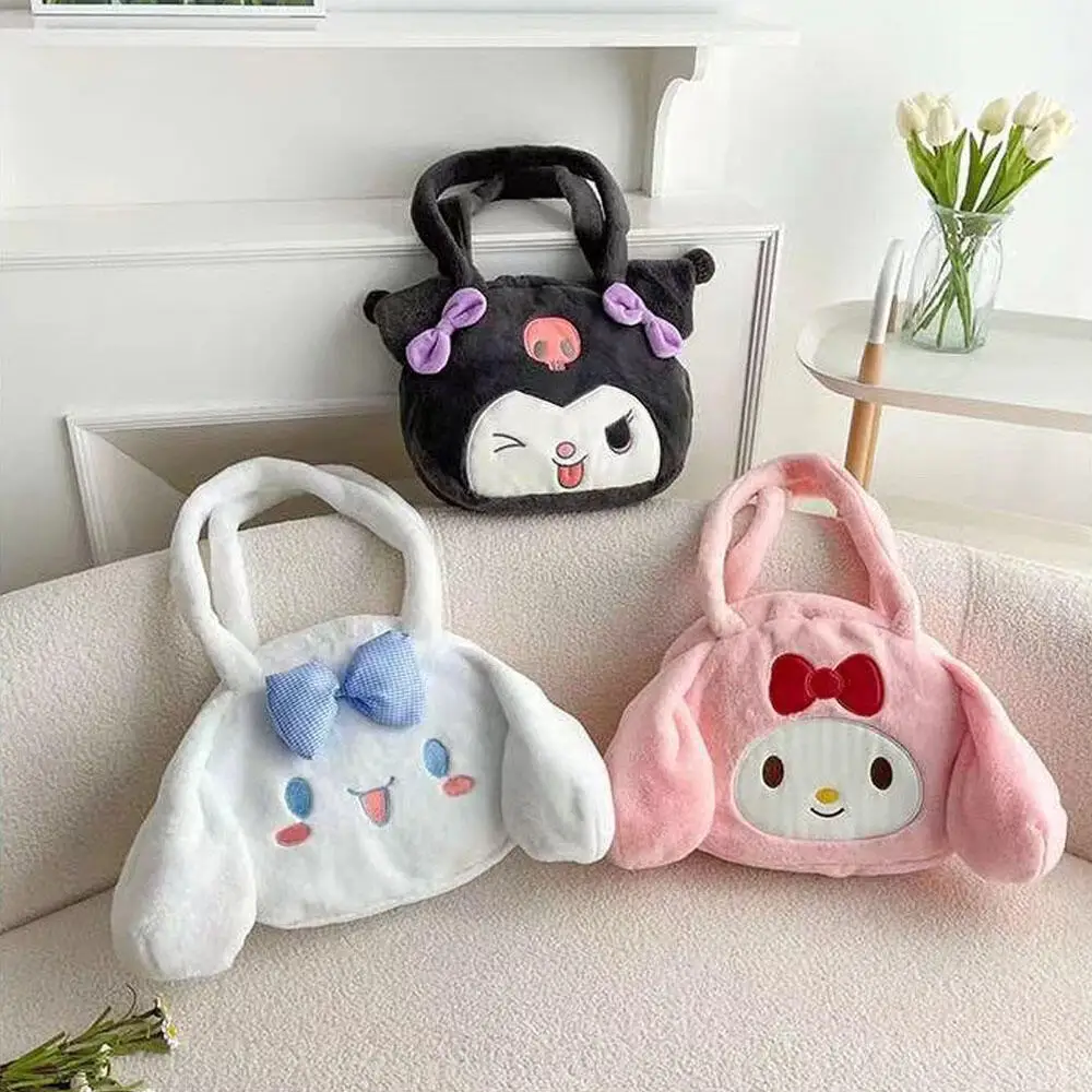 

Sanrio Stuffed Single Shoulder Bag Kawaii Kuromi Cinnamoroll Melody Large Capacity Underarm Bag Portable Travel Storage Bags