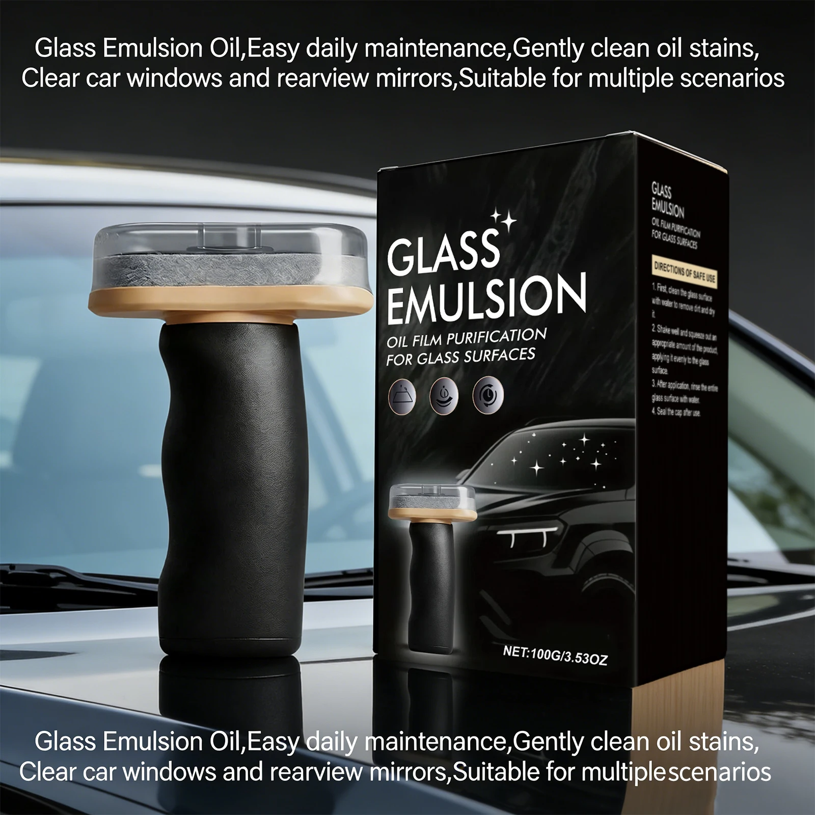 Handheld Glass Emulsion Oil Film Purification for Glass Surfaces Improve Clarity Windows Rearview Mirror Auto Glass Cleaning