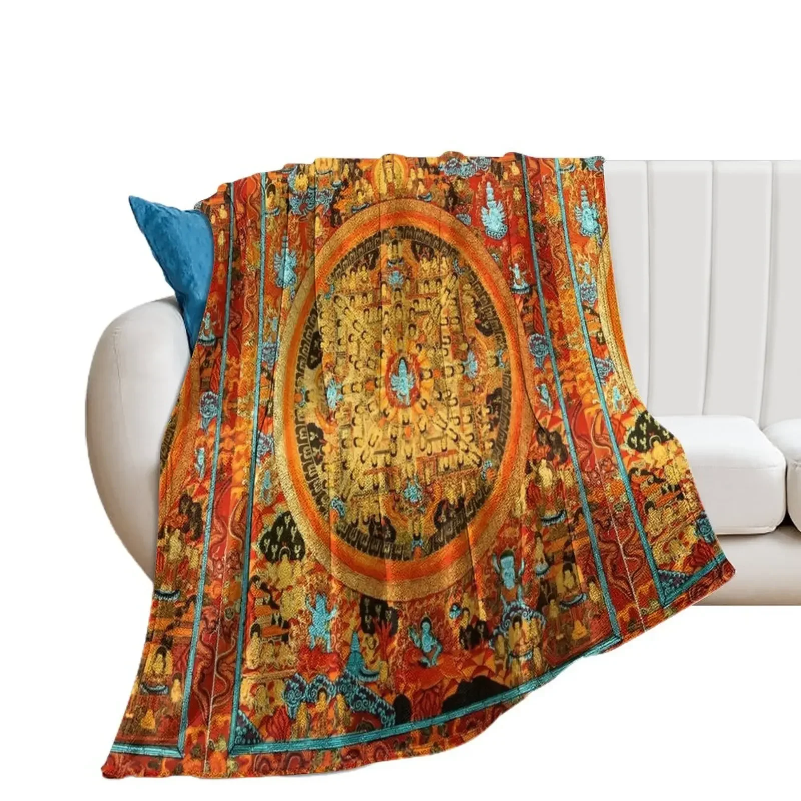 

Buddhist Mandala Ashta Bhairava Thangka 45 Throw Blanket Soft Plush Plaid Fashion Sofas Retros Beautifuls Blankets