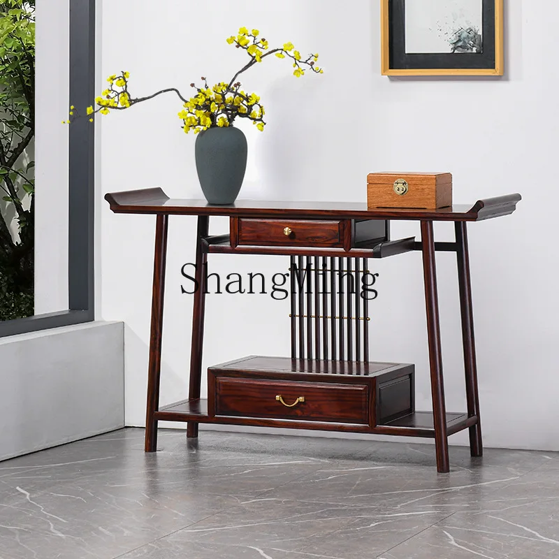 

CL new Chinese-style entrance table foyer simple entry light luxury Zen living room strip case against the wall entrance cabinet