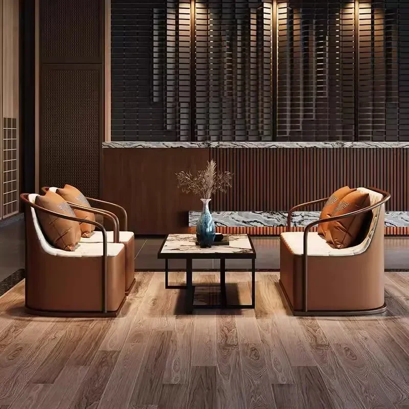 Hotel business reception sofa single ch air negot iation ta ble and chai r combina tion le isure so fa light lux ury