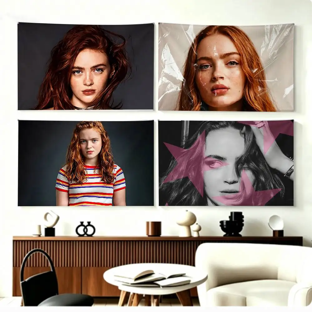 

American Actress Sadie Sink Flags Wall Hanging Background Art Banner for Bedroom Home Outdoor Decor