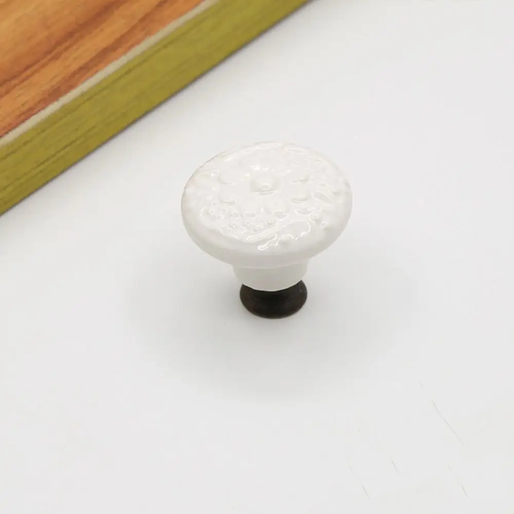 Vintage Single Hole Ceramic Knob Pull Handles Flower Surface Drawer Knobs Round Door Knob Kitchen