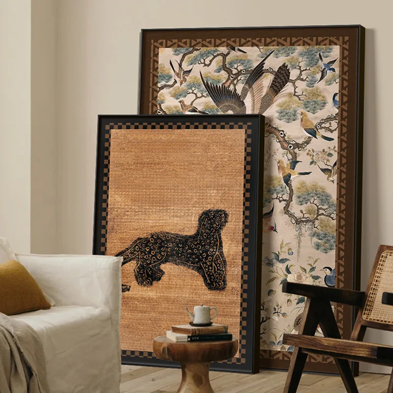 لوحة زخرفية لغرفة المعيشة بتصميم عتيق من العصور الوسطى الفرنسية، لوحة معلقة لممر الشرفة العمودية