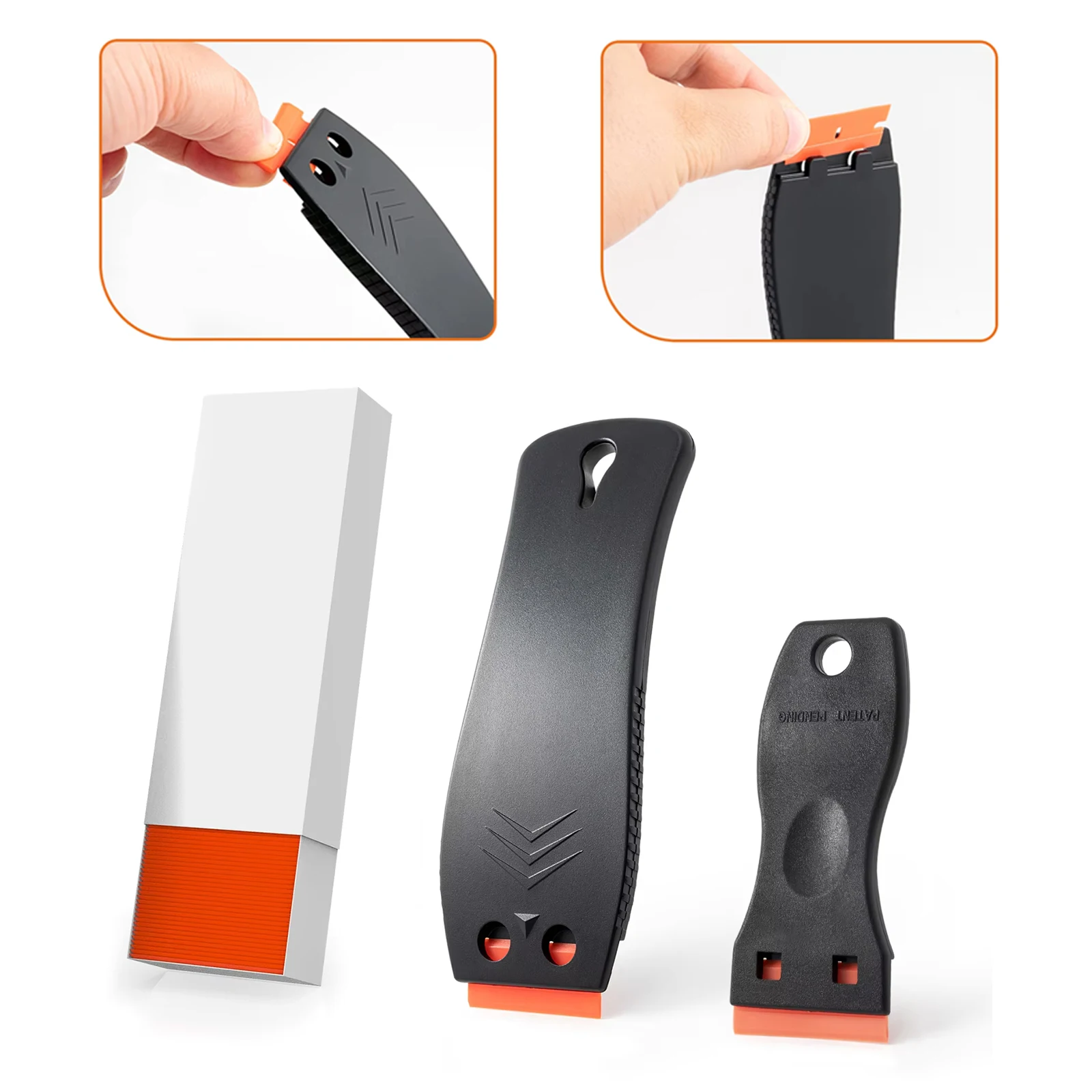 EHDIS Plastic Razor Blade Scraper, Window Glass Cleaner, Vinyl Film Adhesive Remover Tool for Car Home