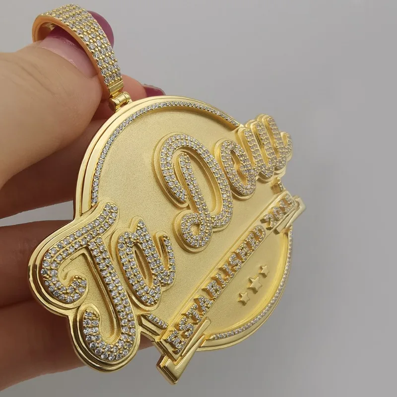 JaDow 2026 Established Pendant Necklace | Fully Iced Out CZ Moissanite, Gold Plated Sterling Silver, Men's Jewelry pendant