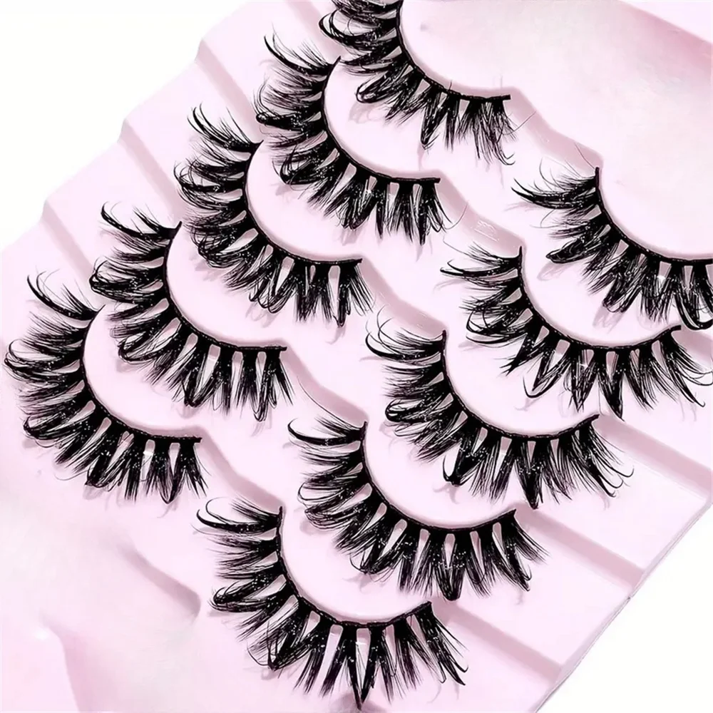 5 Pairs Wet Manga Lashes D-curl Lashes Cosplay Spiky Eyelashes Anime Lashes 19mm Long Wispy Thick Doll Eyelash Fairy Look, Natur