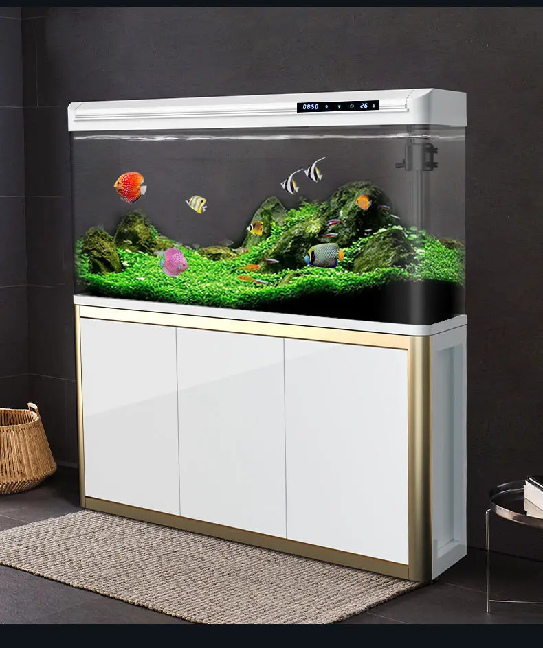 

Living room fish tank small and medium household aquarium large ecological lazy glass goldfish tank cabinet