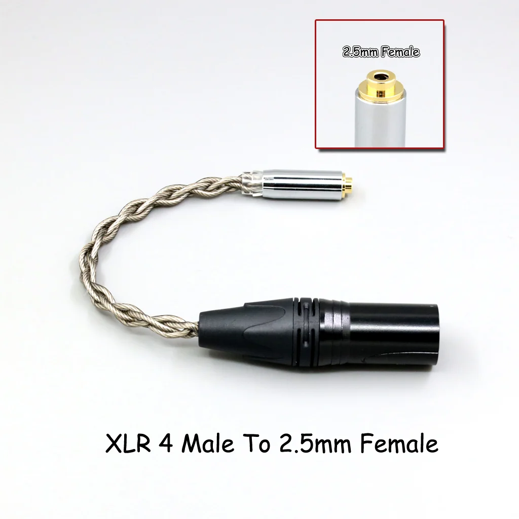 99 % reines Silber + Graphen versilbertes Schild-Kopfhörerkabel für 4,4 mm, 3,5 mm, 2,5 mm XLR 6,35 mm Stecker auf Buchse, Adapter-Konverter – Detail 20