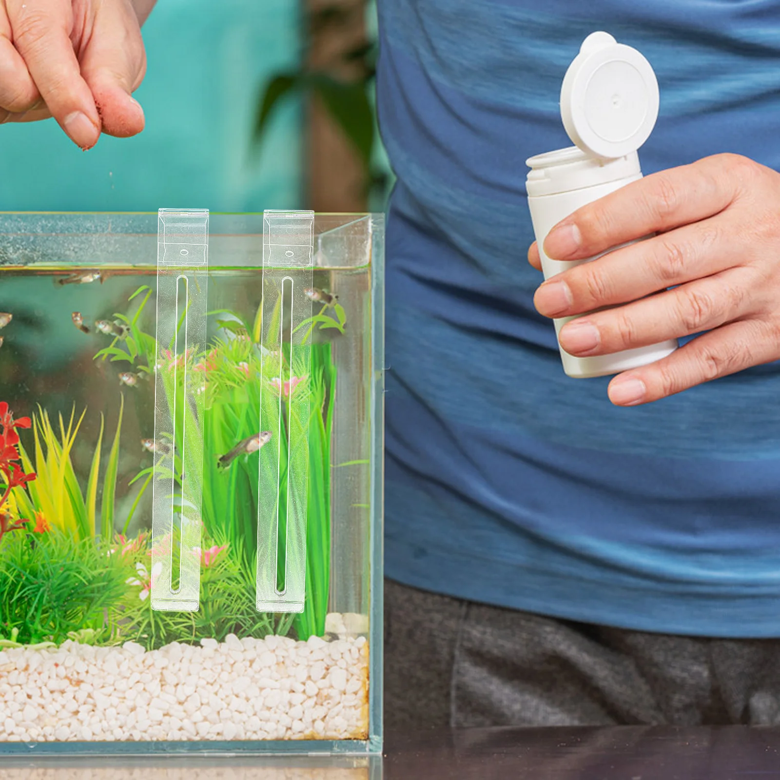 

2Pcs Adjustable Clear Aquarium Hooks Multipurpose Hangers for Reptiles Turtle Basking Platform Plant Holders Fish Tank