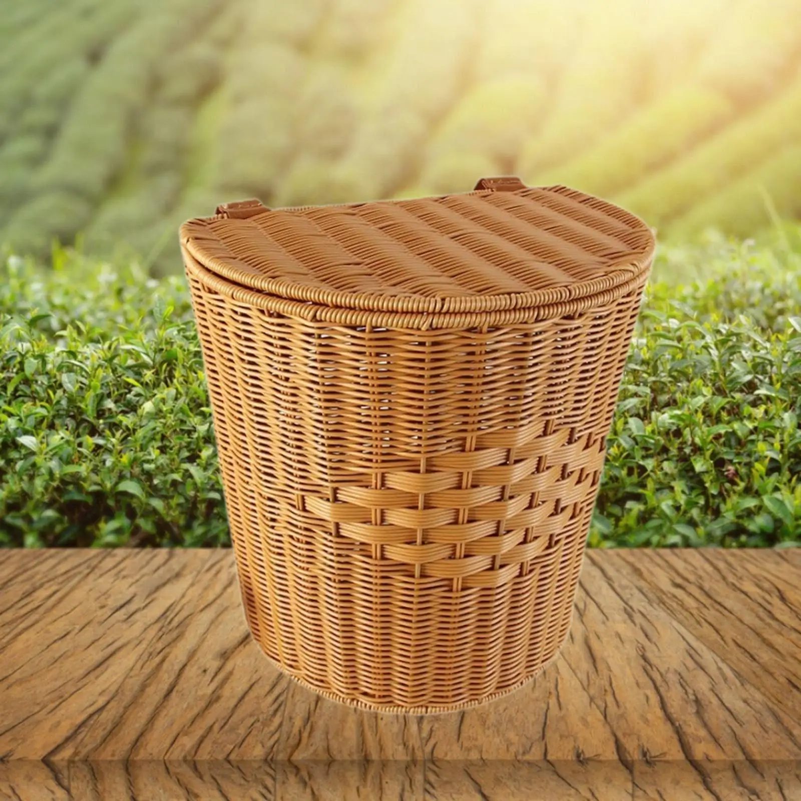 PP Rustic Basket Backpack with Lid Tea Leaves Picking Basket Accessories view 4