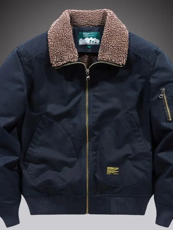 

Men's Winter Jaet Thiened Lamb Velvet Workwear Fce Warm Cotton Casual Loose Cotton Jaet Busin Gentleman Sle