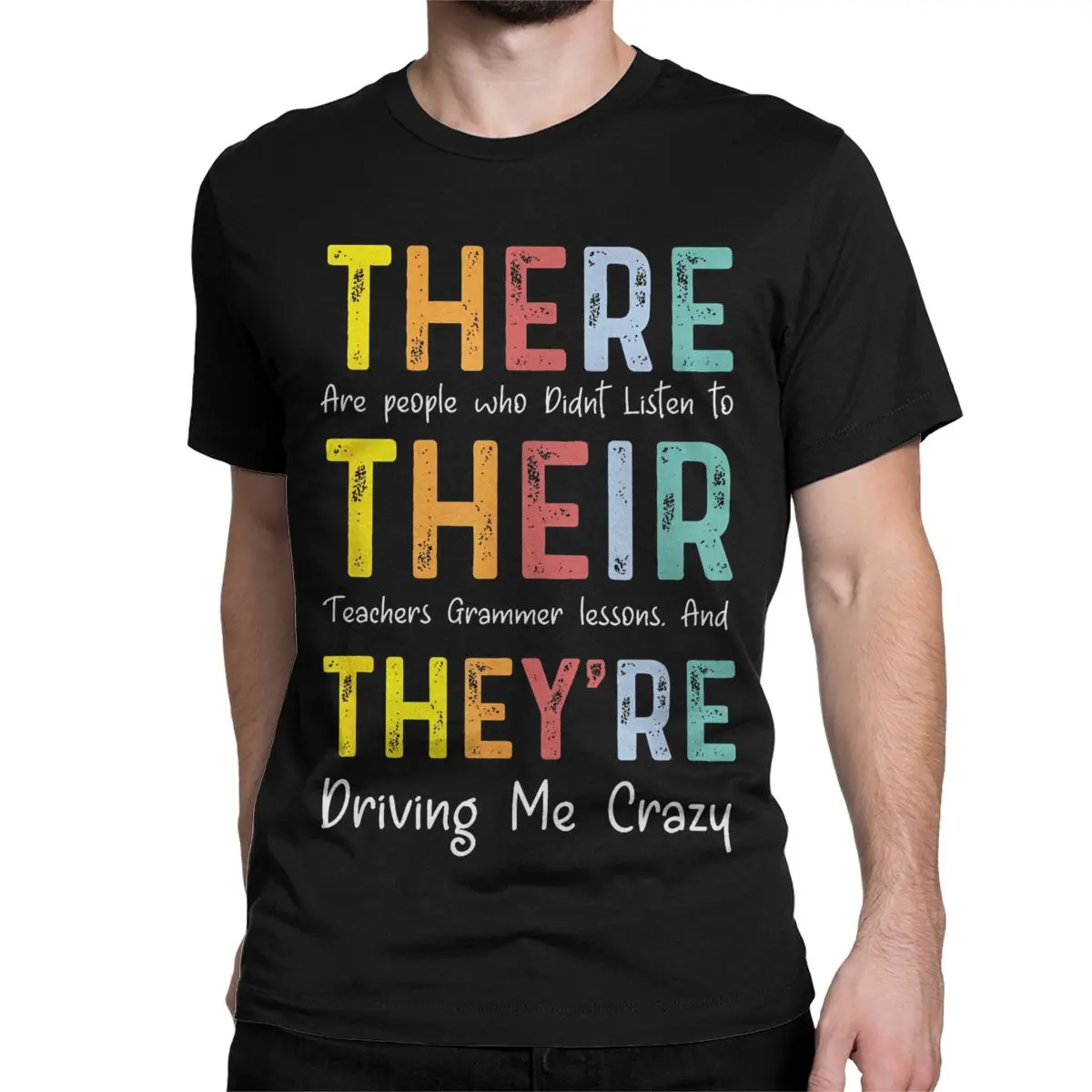 Men Women T-Shirt There Their They're English Grammar Teacher Crazy 100% Cotton Tees Funny Humor T Shirt Clothes Graphic