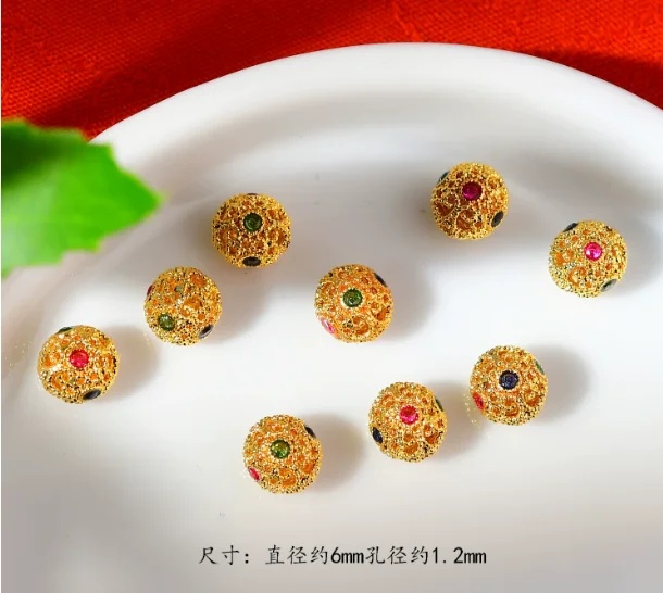 18k real  gold beads colorful gemstone beads loose beads 6mm 8mm
