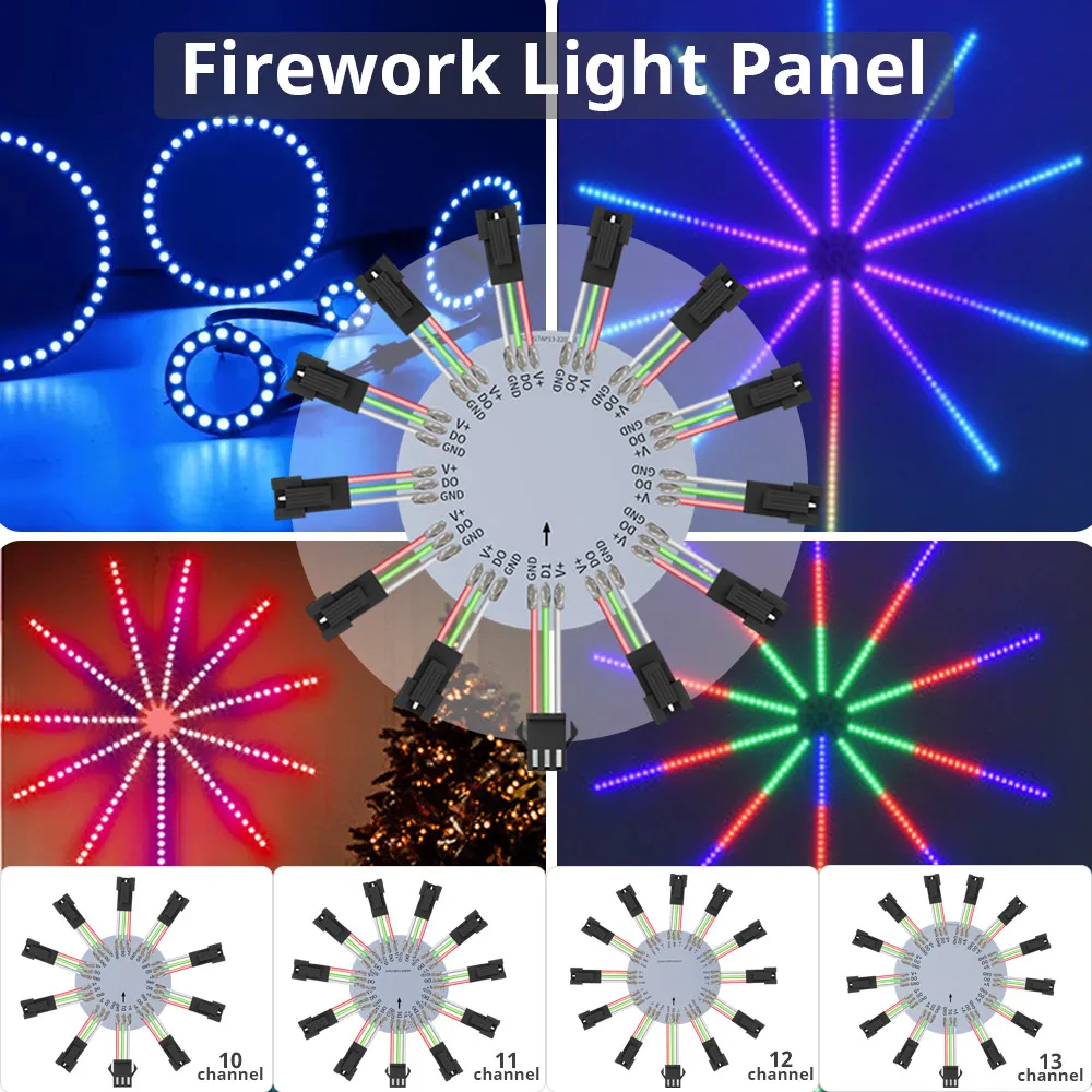 WS2811 WS2812 SK6812 Led Firework Lights Module 3PIN Round Panel 10/12/13 Channels For Addressable LED Pixel Strip Ring Matrix