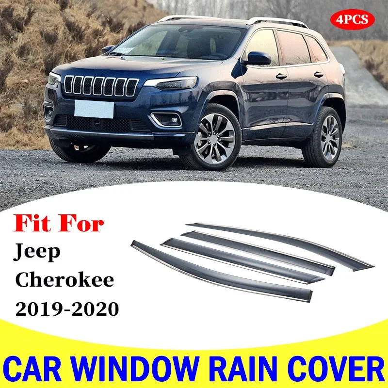 

For Jeep Cherokee window visor car rain shield deflectors 2019-2020 car accessories awning trim cover exterior rain cover trim