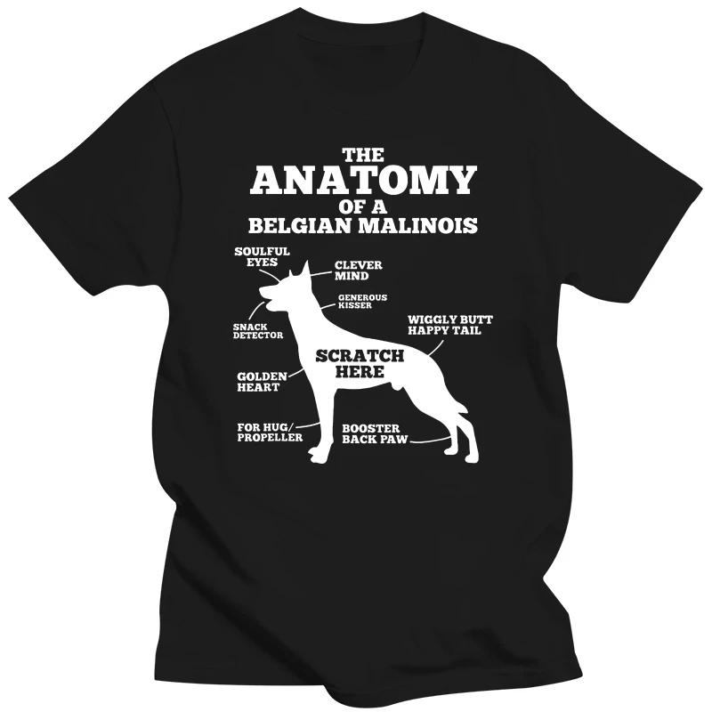 Funny The Anatomy Of A Belgian Malinois Dog lover T Shirt Graphic Cotton Streetwear Short Sleeve O-Neck Harajuku Hip Hop T-shirt