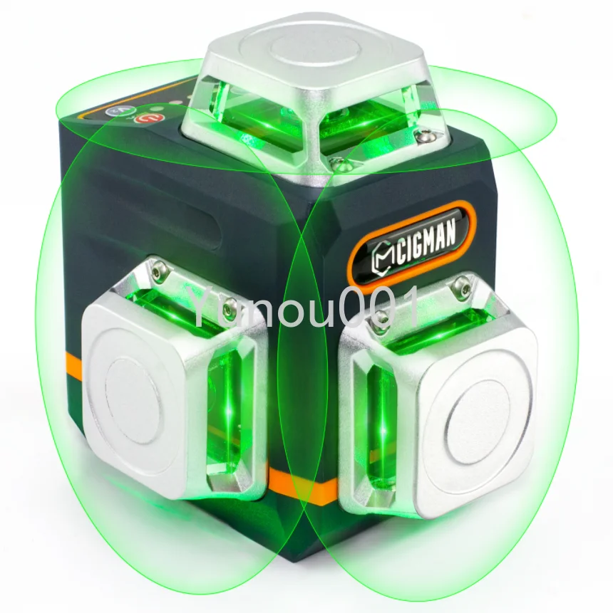 12 Line 3D Laser Level, Green Beam, 360 Degree Tool with Bracket, Self Leveling Laser Level