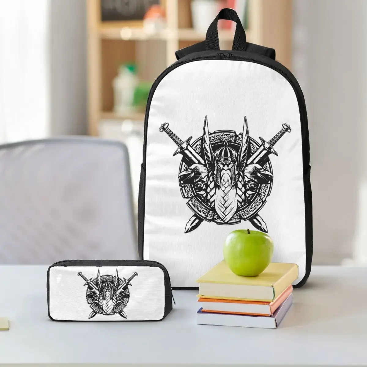 Odin Vikings Viking Legend Backpack Student BookBag School Bag Shoulder Bags 3ps Insulated Lunch Bag Pencil Case