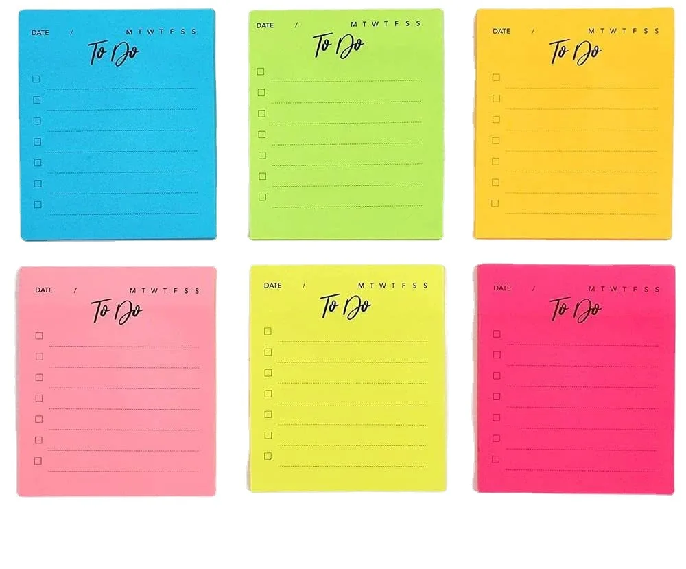 6 Pack to Do List Sticky Notes, 420 Sheets Self-Stick Notes with Line, 3x3.5 Inches Adhesive Memo Sticky Notes Notepad Bulk