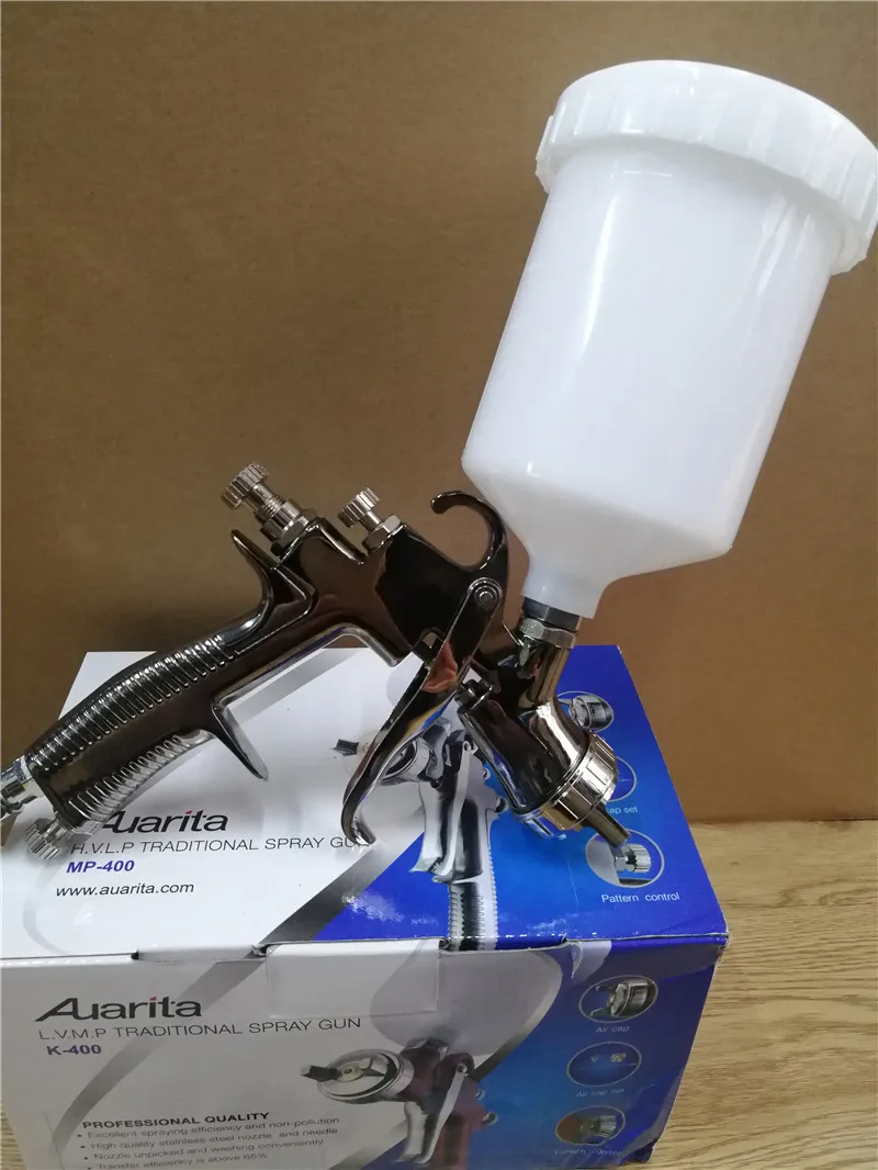 Auarita K-400 نوع تغذية الجاذبية رذاذ طلاء ذو حجم منخفض ومتوسط الضغط g u n 1.4 مم فوهة 600 مل كوب LVMP #4