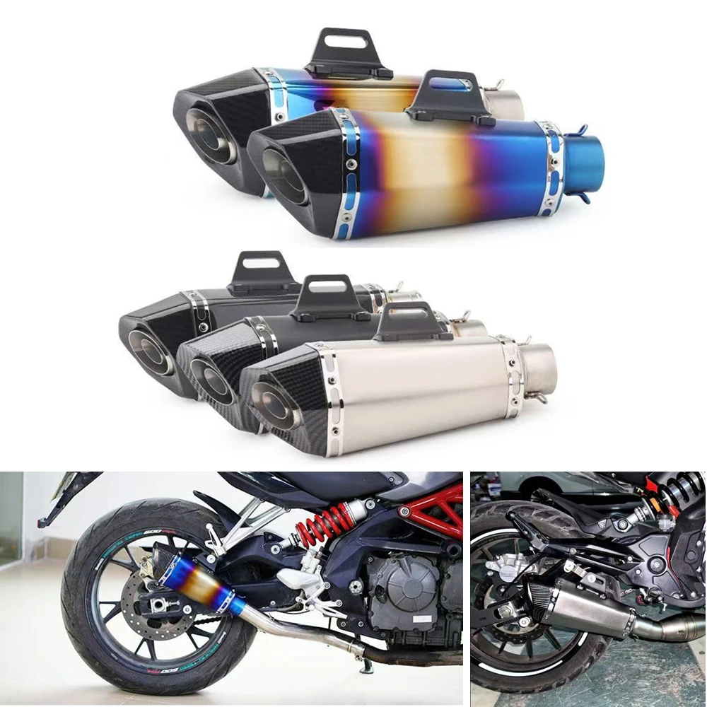 Universal 51mm Inlet Motorcycle Exhaust Pipe Muffler With DB Killer For Ninja350 Z400 Z750 Z900 R3 R25 MT03/07/09 GSX250 TNT600