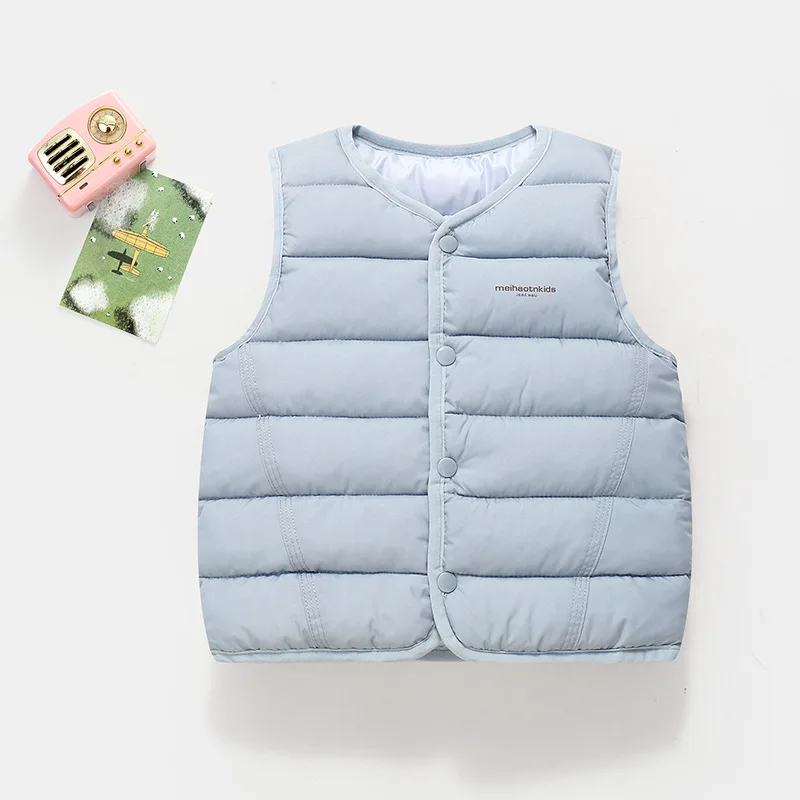 2026 New Kids Zip Color Block Padded Vest Childrens Wear Round Neck Light Candy Color Vest Drop Shipping