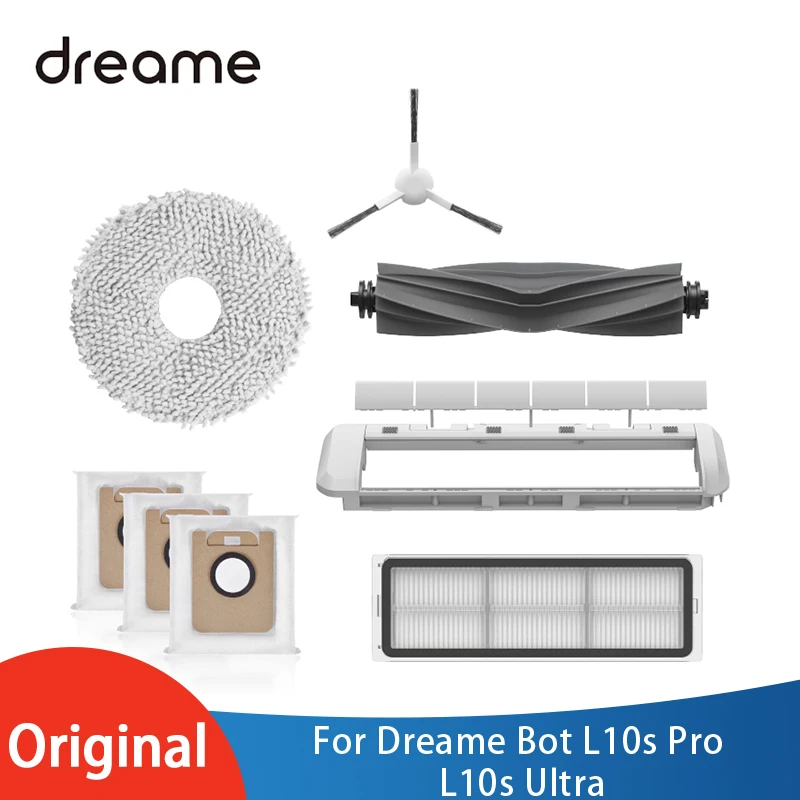 Dreame Bot L10s Ultra Robot Vacuum Cleaner Original Accessories Parts, Dust Bag/Main Brush/Side Brush/Cover/Filter/Mop