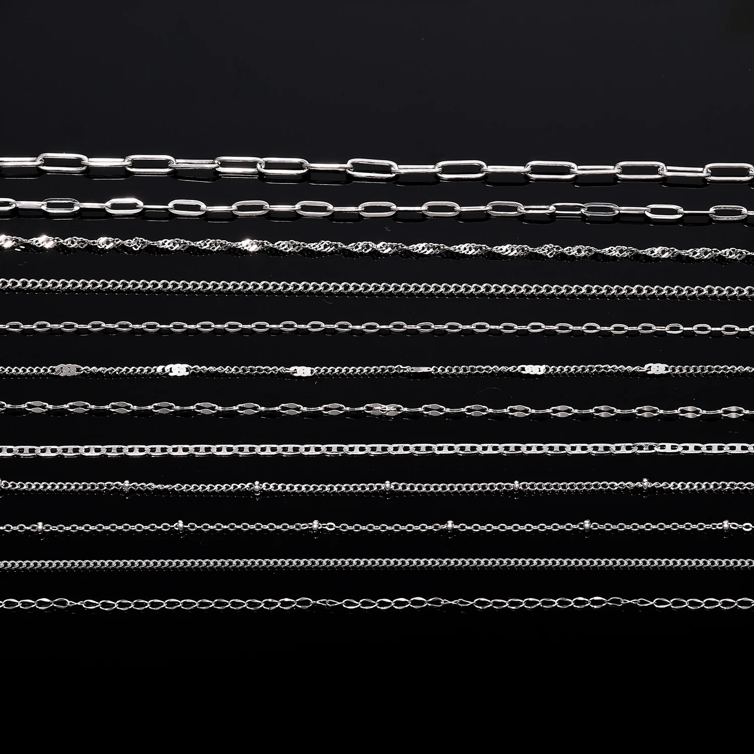 2M Silver Color Stainless Steel Chains Link Long Necklace for Women Men Stainless Steel Chain Bracelet Tail DIY Jewelry Making