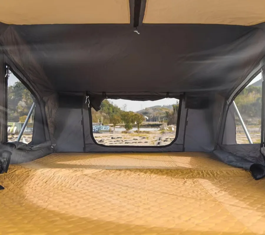 Big Size 4 Person Overland 250cm Width Roof Top Tent Aluminum Alloy Auto Rooftop Side Folding Camping Four-season Double 4x4