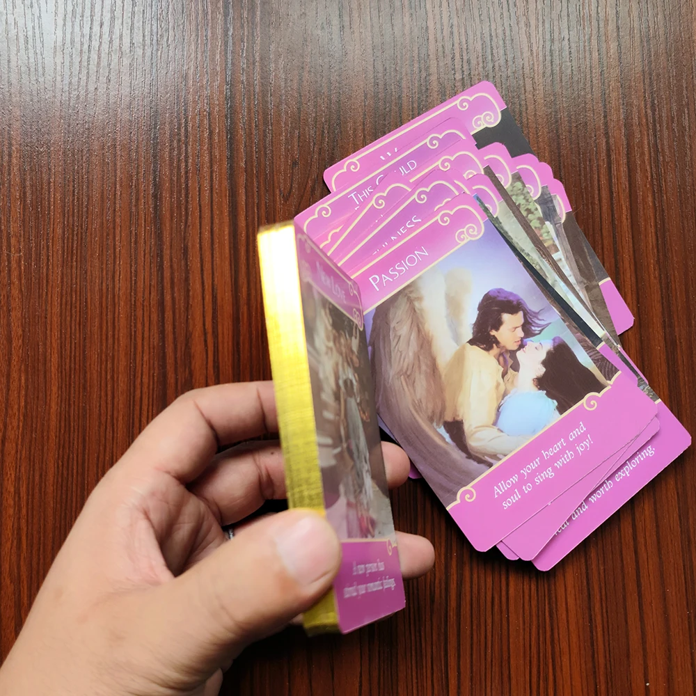 Gold edge. The Romance Angels Oracle Cards-A 44-Card Deck & English Guidebook English Prophet Prophecy Oracle Divination