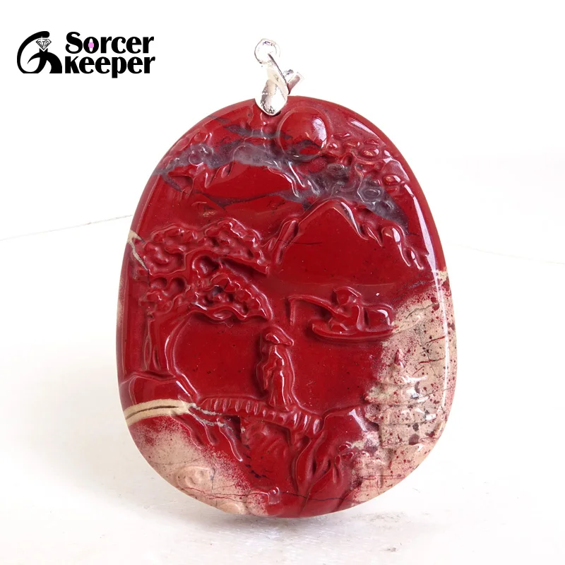 

Natural Scenery Figurines Red Jasper stone Healing Crystal Pendant Jewelry Fittings for Women Men DIY Handcrafted Necklace BG485