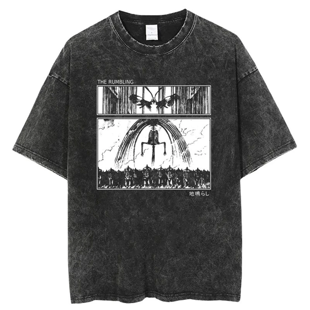 New Arrival Y2k Tshirt Men Clothing New in Top & Tees Mens T-Shirt  Camisetas Anime Attack on Titan Tshirts Vintage Washed 61381