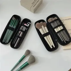 2 pezzi neri piccoli + grandi borse per cosmetici custodia impermeabile per pennelli per trucco con doppia cerniera borsa da donna porta pennelli da viaggio portatile