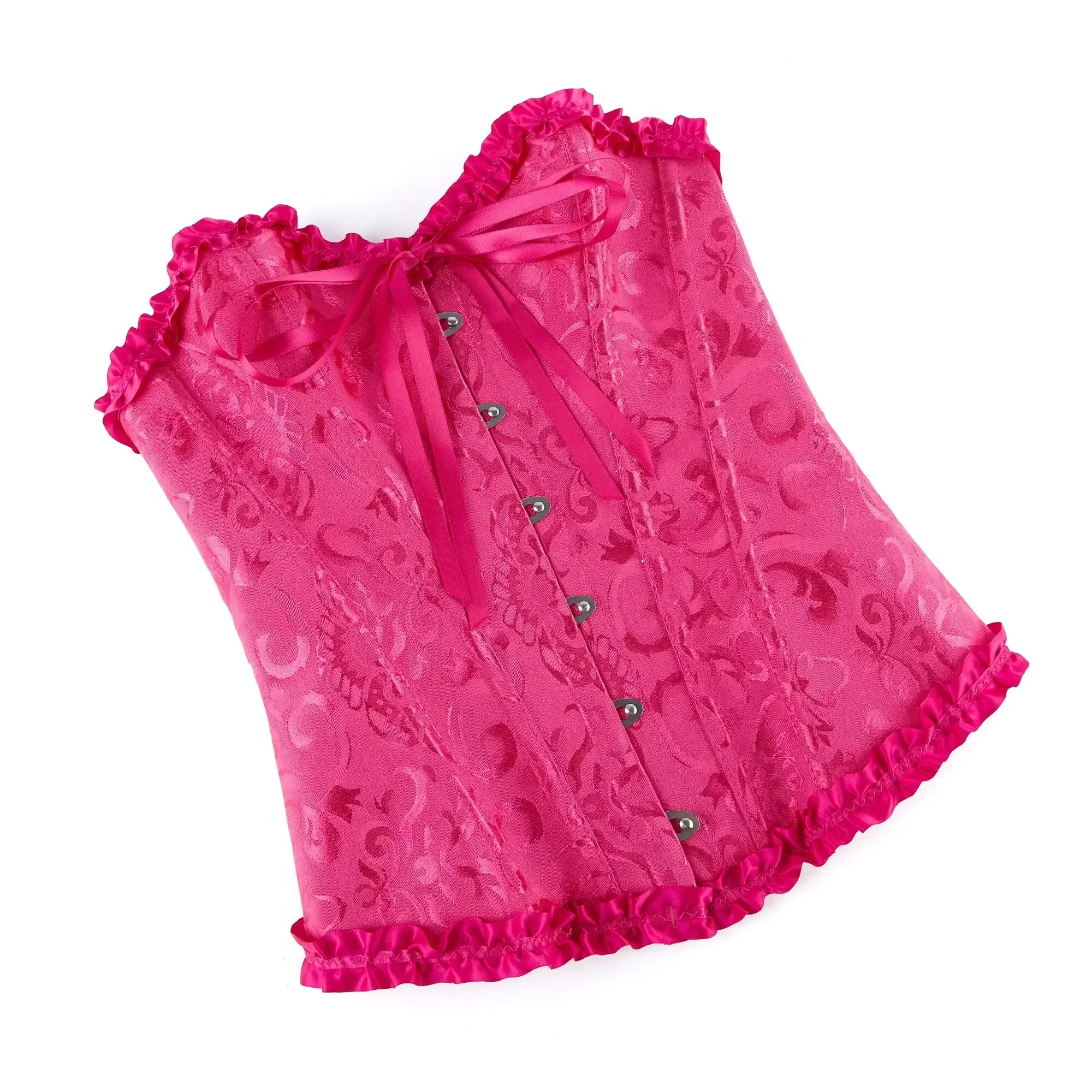 Frauen Korsett Top Jacquard Overbust Bustier Viktorianischen Sexy Lace up Floral Dessous Korset Vintage Gothic Basken Kostüm – Detail 16