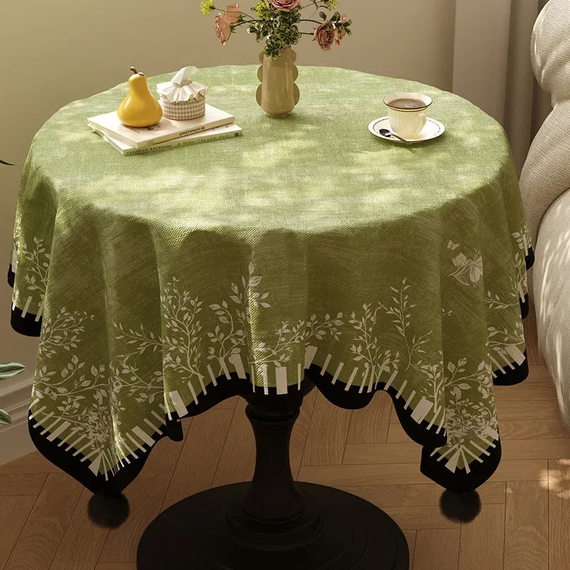 Round table tablecloth waterproof, anti-scalding and leave-in, high-end round table mat American small round table decorative