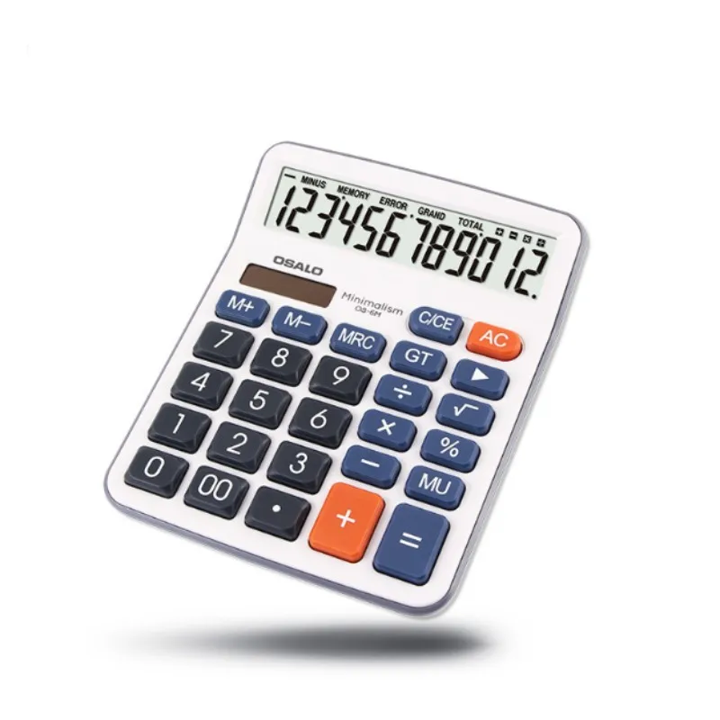 OSALO 6M ABS Desktop Solar Office Calculator - 12-Digit Display, Solar Powered, Desktop Calculator for Office Use