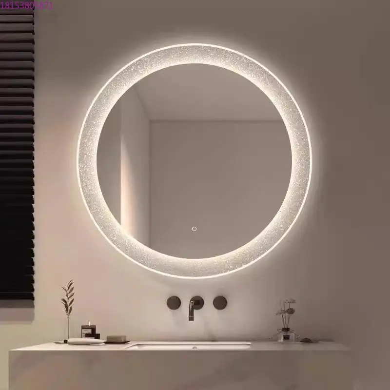 Intelligent luminous mirror bathroom wall mirror round cosmetic mirror with lamp wall-mounted led decoration