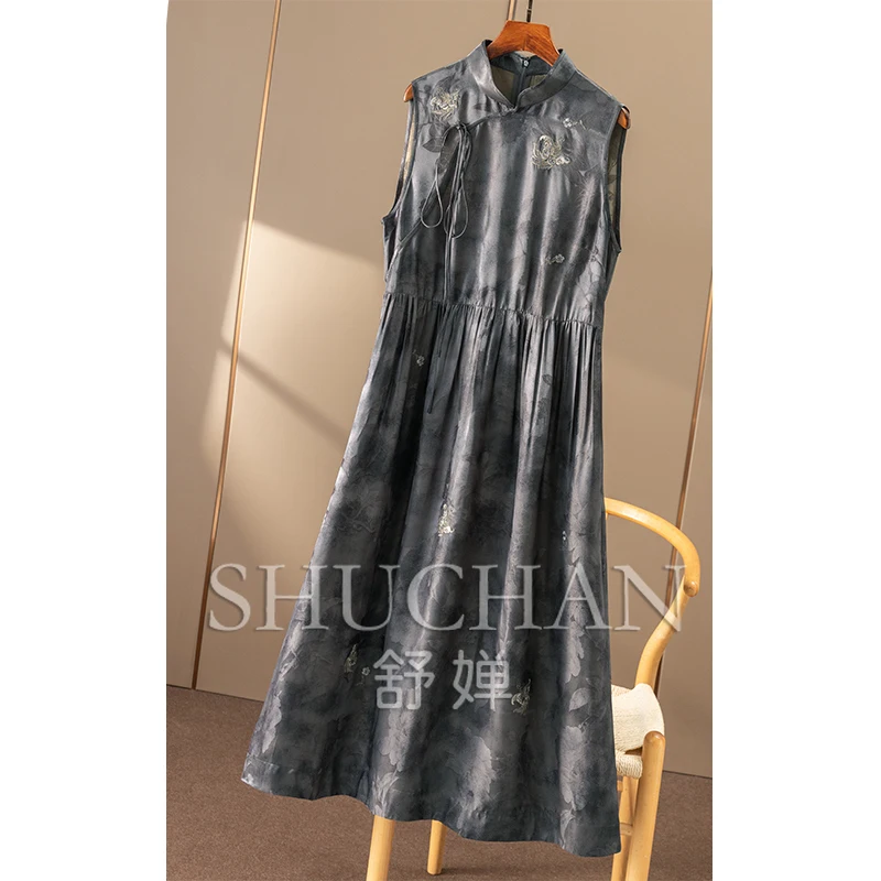 Novo estilo chinês incluindo seda cheongsam colarinho jacquard colete vestido feminino 51b0 vestidos de festa vestidos de casamento para mulher