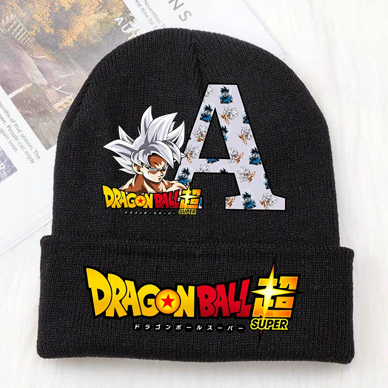 Dragon Ball Super Goku Boys Black Knitted Hats Headgear Printed Letter Winter Cute Children Woolen Cap Cartoon Anime Kids Gifts