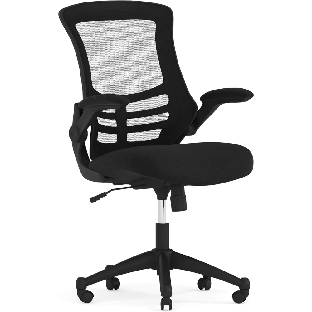 

Kelista Mid-Back Black Mesh Swivel Ergonomic Task Office Chair with Flip-Up Arms